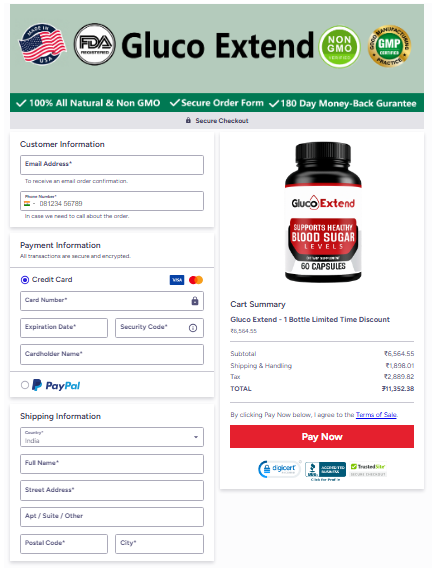 Gluco Extend Secured Checkout Page